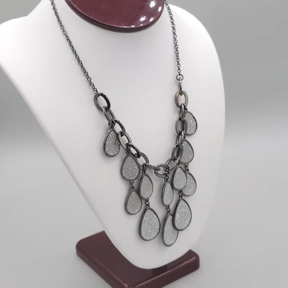 Womens Jewelry Silver Tone Cable Link Chain Fashion Necklace Drop Charms 15" - Picture 3 of 10